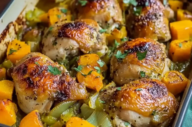 Roasted Chicken Leek and Butternut Squash