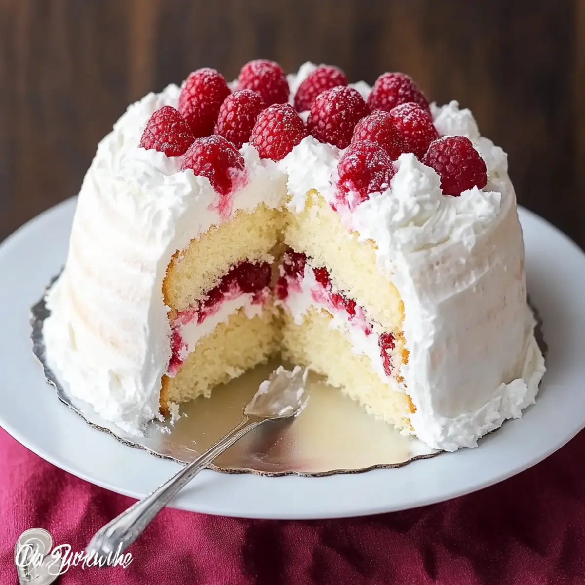 Raspberry and Cream Angel Food Cake