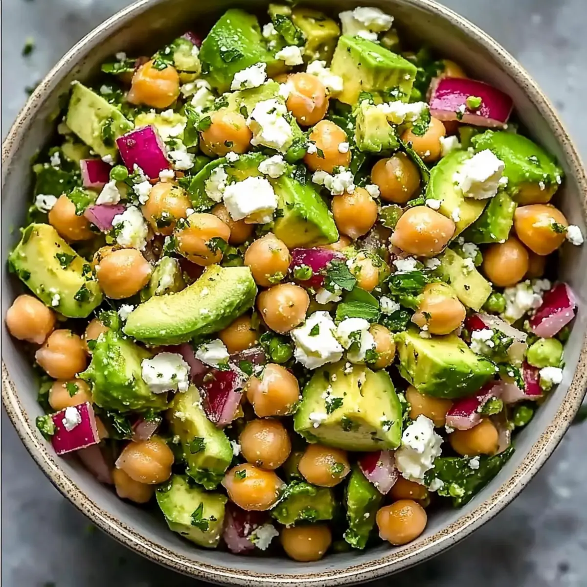Chickpea Feta Avocado Salad