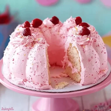 Beautiful Pink Angel Food Cake