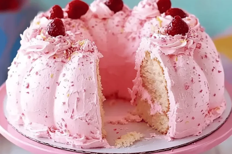 Beautiful Pink Angel Food Cake