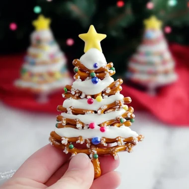 Christmas Trees Made with Pretzels
