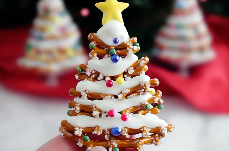 Christmas Trees Made with Pretzels