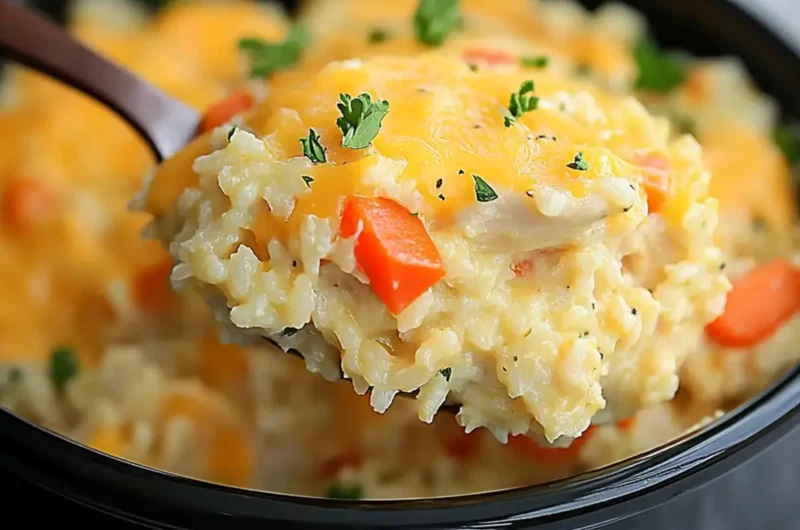 Slow Cooker Cheesy Chicken and Rice