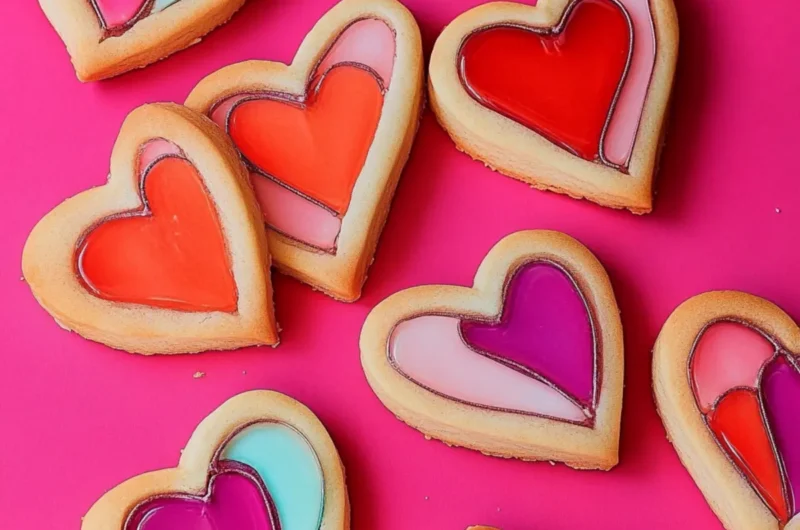 Stained Glass Valentine Heart Cookies
