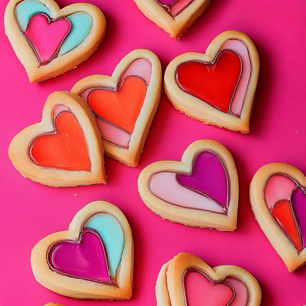 Stained Glass Valentine Heart Cookies