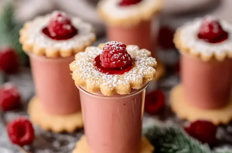 Raspberry Linzer Cookie Shots