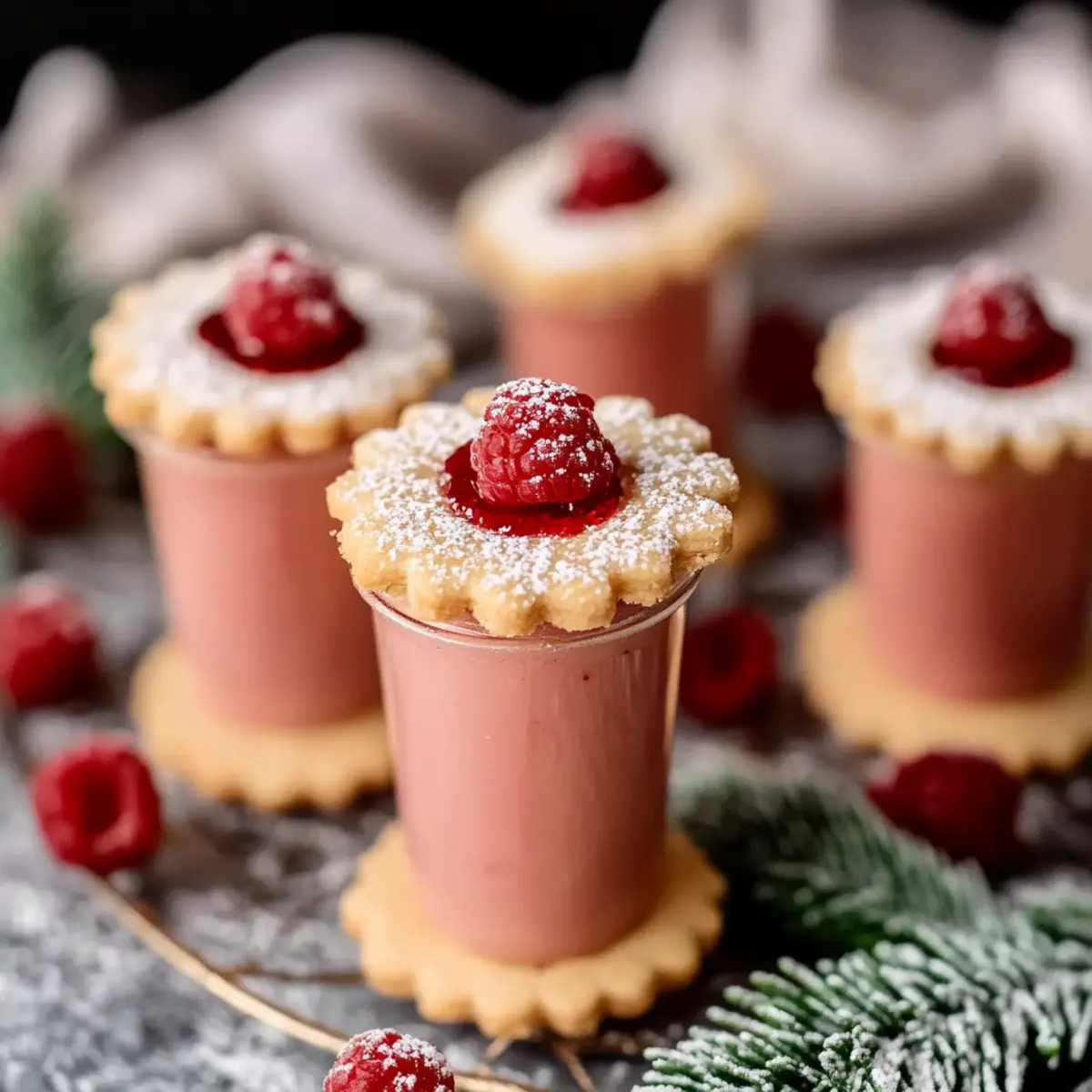 Raspberry Linzer Cookie Shots