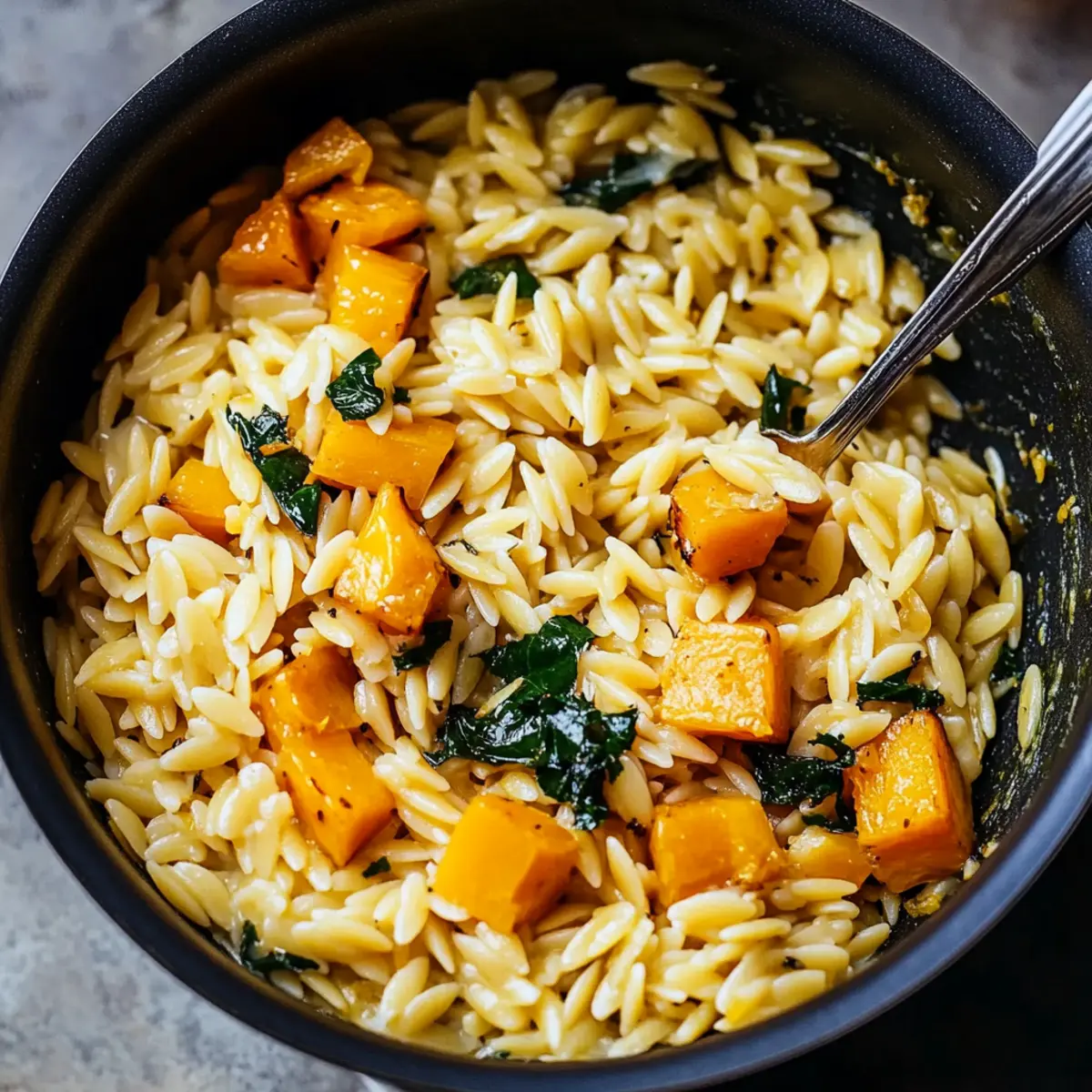 Creamy Orzo Pasta with Roasted Butternut Squash