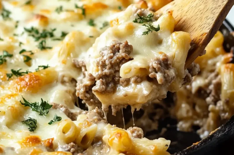Ground Beef Alfredo Bake