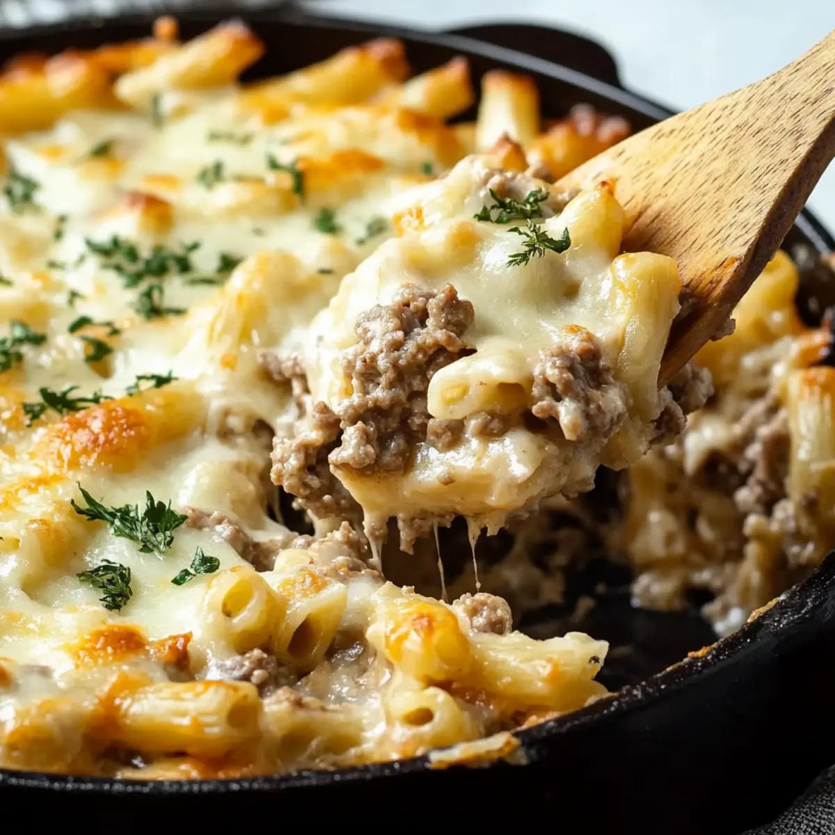 Ground Beef Alfredo Bake