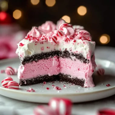 Pink Peppermint Christmas Ice Cream Cake