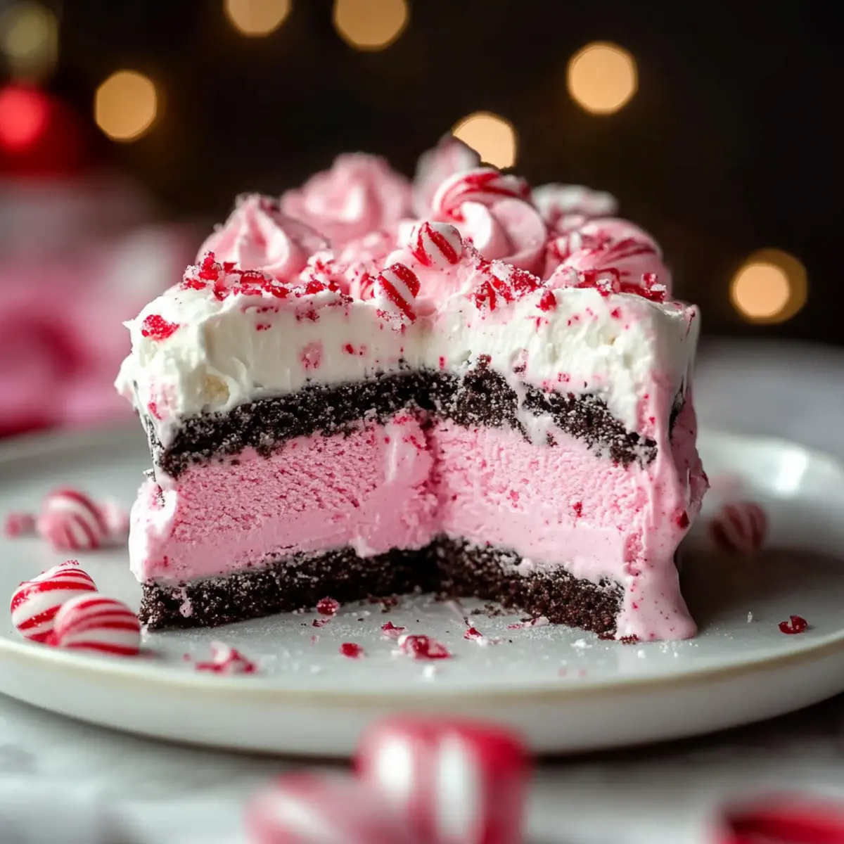 Pink Peppermint Christmas Ice Cream Cake