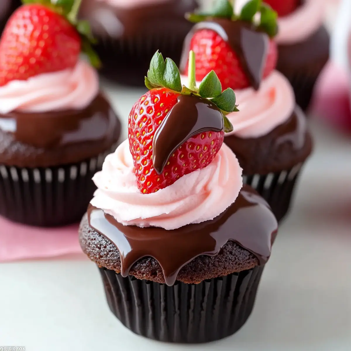 Chocolate Dipped Strawberry Cupcakes