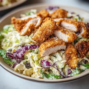 Caesar Slaw with Crispy Chicken