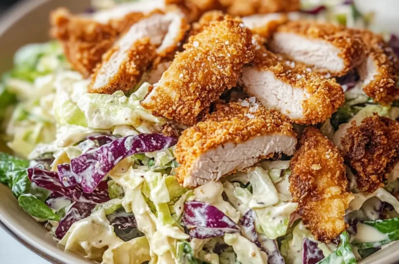 Caesar Slaw with Crispy Chicken