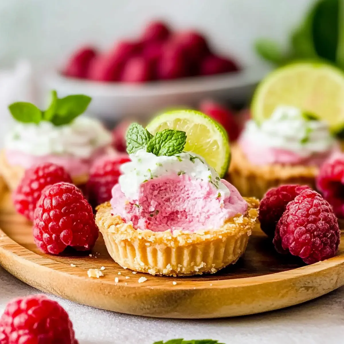 Raspberry Mojito No-Bake Mini Pies