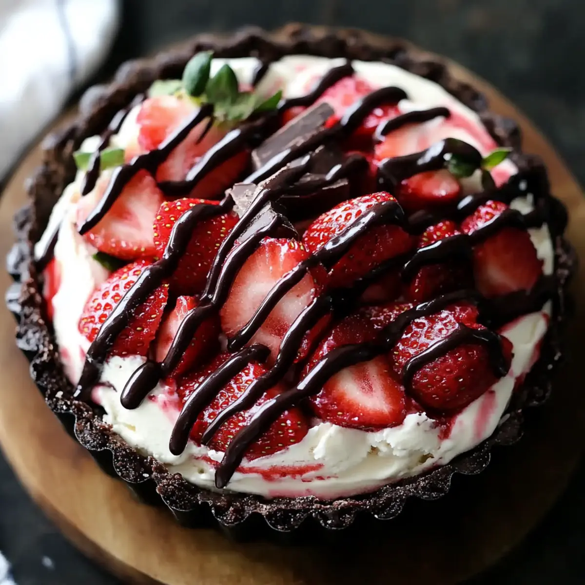 Chocolate Covered Strawberry Ice Cream Tart