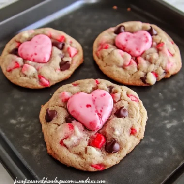 Strawberry Chocolate Chip Sweetheart Cookies