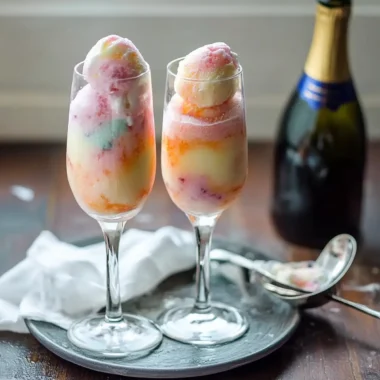Rainbow Sherbet Champagne Floats