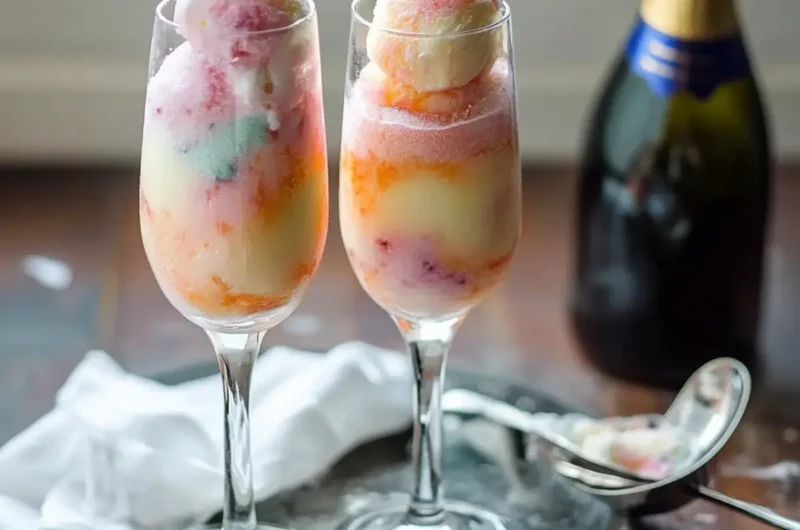 Rainbow Sherbet Champagne Floats
