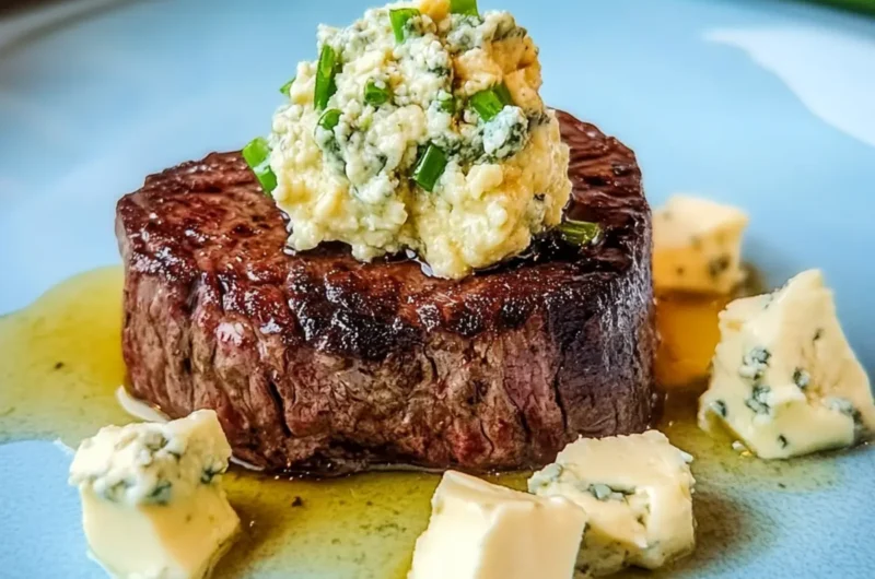 Pan Seared Filet Mignon with Gorgonzola Butter