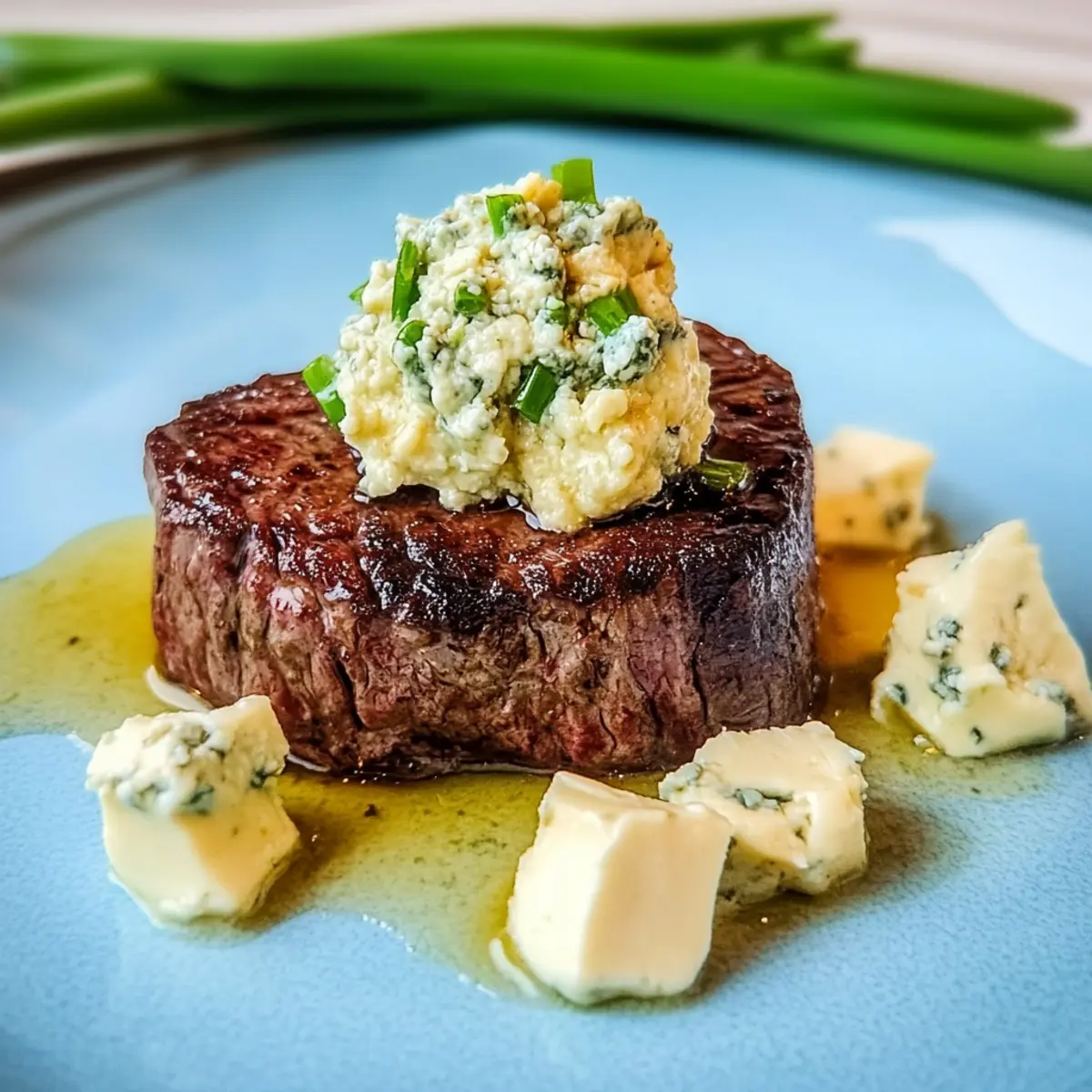 Pan Seared Filet Mignon with Gorgonzola Butter
