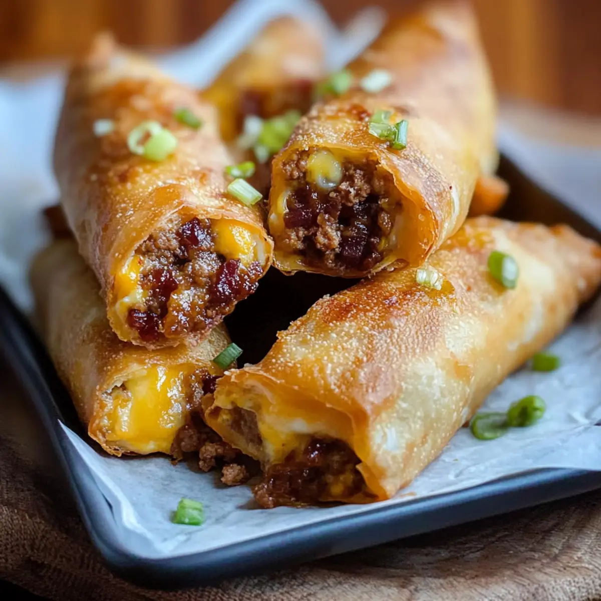 Bacon Jam Cheeseburger Egg Rolls
