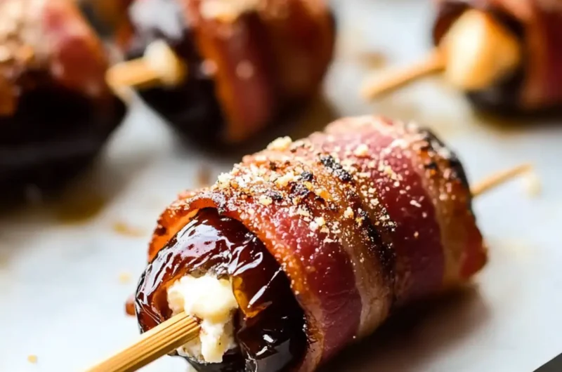 Bacon Wrapped Dates with Goat Cheese