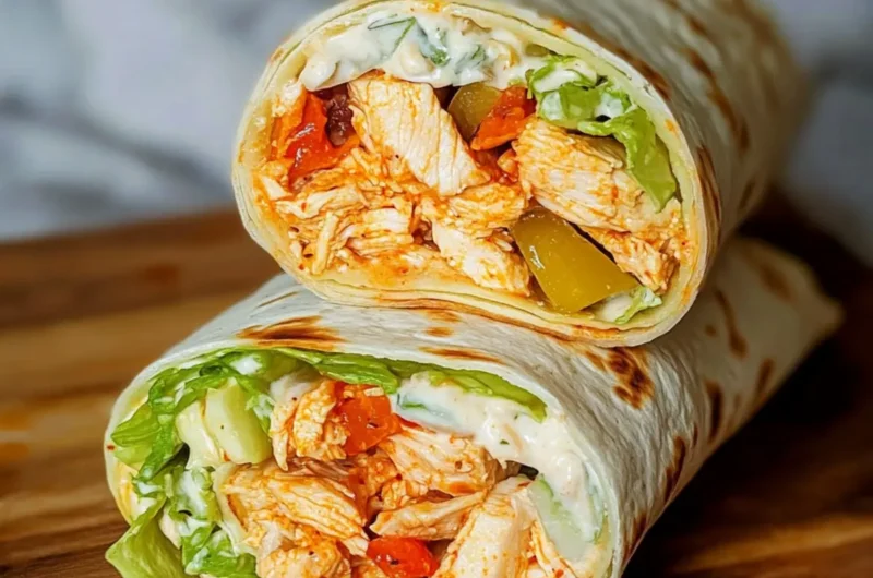 Healthy Buffalo Chicken Caesar Wraps